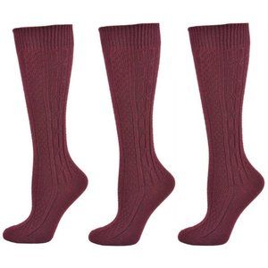 School Uniform Cable Knit Knee High 3 Pr Socks